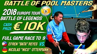 EFREN REYESVS NICOLAS OTTERMANN 9 BALL MATCH A RACE TO 9 MATCH WITH CASH PRIZE €20K