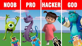 Minecraft battle: NOOB vs PRO vs HACKER vs GOD: MONSTERS INC BUILD CHALLENGE  in Minecraft