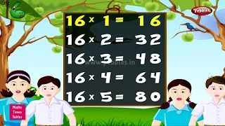 Table of 16 in English | 16 Table | Multiplication Tables English | Learning Video | Pebbles Rhymes