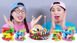 Pastel de chocolate con gelatina de sirena Mukbang DONA