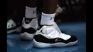 Michael Jordan wearing Concord Air Jordan 11 (XI) retrospective