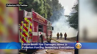 1-Acre Brush Fire Damages Home In Fullerton, Temporarily Forces Evacuations