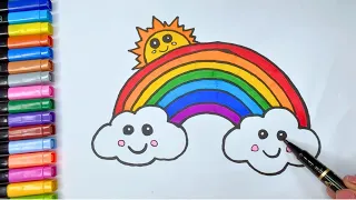 How To Draw A Cute Rainbow | Easy Rainbow Drawing and Coloring