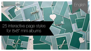 EN: 25 interactive page styles for 8x8" Mini Albums-Mega Bundle (Cutting guides/Tutorials/templates)