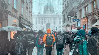 Vienna Walk in Snowfall, December 2023 | 4K HDR