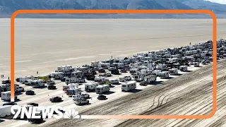 Drone video shows cars lined up to leave Burning Man festival