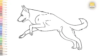 German Shepherd dog outline drawing | How to draw German Shepherd dog step by step | art janag