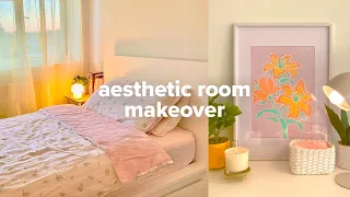 bedroom makeover 🌼⛅ cozy pinterest aesthetic, painting my own art, ikea unboxing & organisation