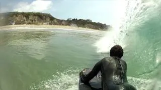 Bodyboarding at Point Dume with custom GoPro body board mount HD