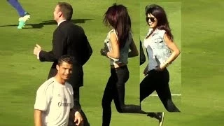 Priyanka Chopra + Cristiano Ronaldo at Dodger Stadium Los Angeles - Real Madrid vs Everton