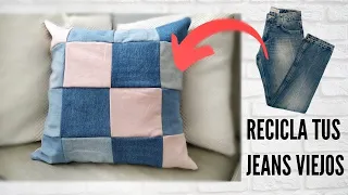 💥IDEAS para RECICLAR JEANS VIEJOS /FUNDA para COJINES reciclando JEANS ♻