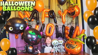 Inflating Our Halloween BALLOONS 2020!  Giant Spider, Cat, Skeleton & Pumpkins HELIUM Balloon