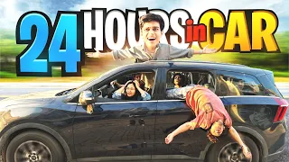 SURVIVING 24 HOURS IN CAR CHALLENGE !!😱