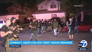 Fontana police hold back protesters as tempers flare over street vendor rules