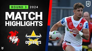 NRL 2024 | Dragons v Cowboys | Match Highlights