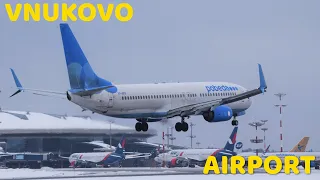 Мини-споттинг | Аэропорт Внуково | Взлеты с ВПП 19 | Ветер и туман