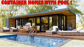 40ft shipping container house with swimming pool | Small house fully furnished with modern furniture