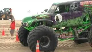 Monster truck racing on Virginia Beach