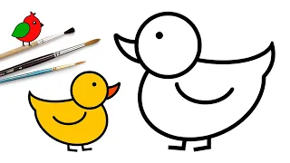 Как нарисовать утку и утёнка / Рисунки и раскраски малышам / Мультик раскраска для детей