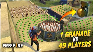 GRENADE VS 49 PLAYER | 😂GRENADE & LANDMINE VS 49 NOOBS WHO WILL WIN? | FREE FIRE GRENADE