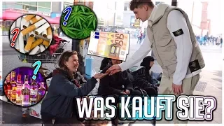 Was KAUFT eine OBDACHLOSE mit 100€ ??! 🚬🍺🍔 | Soziales Experiment | TomSprm