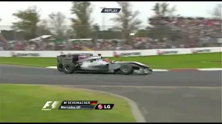 Michael Schumacher overtake on Jaime Alguersuari Australian GP 2010