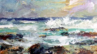 DEMO 6   Acrylic Painting methods, Expressive Seascape Painting Demo