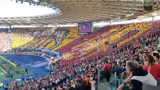 6/4/24 Roma Lazio: le scenografie della Curva Sud e della Curva Nord