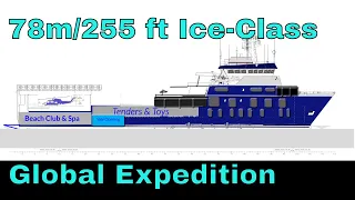 Norwegian-built 255 ft/ 78m Ice-class Expedition Yacht w Commercial Helo-Pad