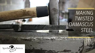 BLACKSMITHING / MAKING TWISTED DAMASCUS STEEL !  / HANDFORGING