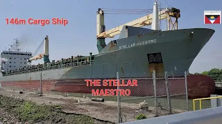 The Stellar Maestro pulling into lock 2 . Close up