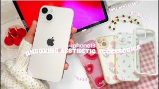 IPHONE 13 UNBOXING AESTHETIC AFFORDABLE ACCESSORIES 💌 phone cases, phone charm, lens protector 🌷