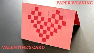 paper weaving Valentines craft/ DIY how to make easy Valentine's paper weaving heart greeting card