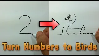 🔴 Drawing Picture , How to turn Numbers 1-5 into the cartoon birds  Learn step by step Art for kid.