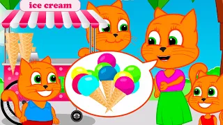 Cats Family in English - Multicolored Scoop Ice Cream Cartoon for Kids