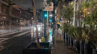 Downtown Los Angeles Rainy Night Walk 4K 60fps
