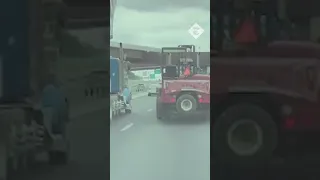 Moment truck slams into bridge in Virginia
