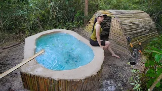 My Camping Survival Next Overnight Second Day Build Beautiful Swimming Pool -  Solo Bushcraft