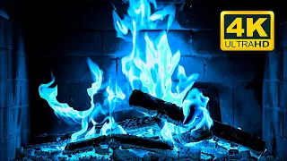 🔥🎃 Halloween Fireplace 4K UHD! Blue Fireplace with Crackling Fire Sounds. Fire Background 4K