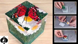 Artificial Butterfly on a Daisy in Grass Epoxy Resin Cube Paperweight Tutorial