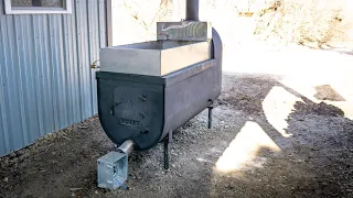 Homemade Oil Tank Maple Syrup Evaporator | Boiling Sap to Syrup