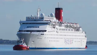 Peaceboat's OCEAN DREAM passenger ship arriving at tilbury 3/10/16.