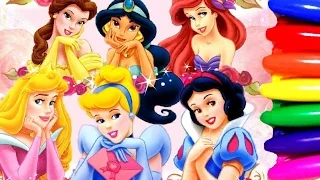 DISNEY PRINCESS - Ariel, Cinderella, Jasmine,Belle,Snow white  and Aurora Coloring Page