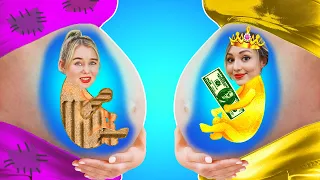 RICH VS BROKE PREGNANCY! EXPENSIVE & POOR PARENTING HACKS BY CRAFTY HYPE