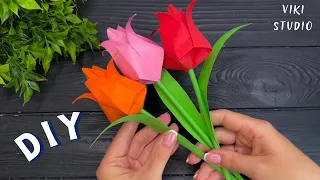 Paper tulip How to make Paper Flowers Tutorial Origami bouquet