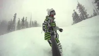 Kirkwood snowboarding powder day 3/19/11 with GoPro on monopod