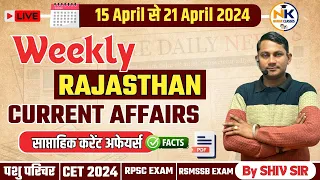 15-21 April 2024 Weekly Test Rajasthan current Affairs in Hindi | RPSC, RSMSSB, REET | NANAK CLASSES