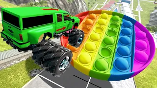 BeamNG Drive Madness - Cars Jumping Into Giant Pop It Toy | Vehicles Total Destruction Compilation