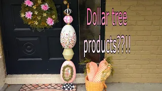 3 Large Outdoor Easter DIYs (including a Grandin Roads topiary dupe) using Dollar Tree products!!!!!