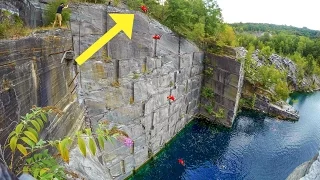 World Record Cliff Jumping: 105 Foot Double Backflip!